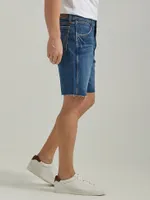 Men's Frayed Hem Denim Short Dark Wash