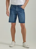 Men's Frayed Hem Denim Short Dark Wash