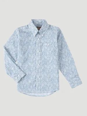 Boy's Classic Button-Down Print Shirt Icey Paisley