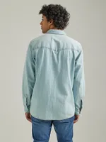 Men's Long Sleeve Western Denim Shirt Light Wash