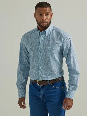 Wrangler® George Strait™ Long Sleeve Button Down One Pocket Shirt Icey Paisley