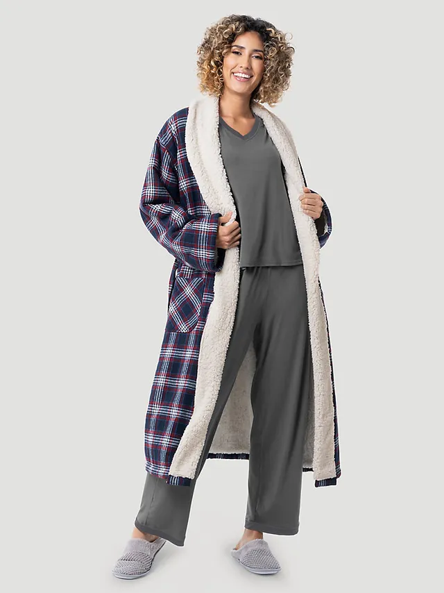 Pottery Barn Stewart Plaid Yarn Dye Flannel Robe