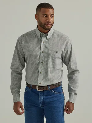Wrangler® George Strait™ Long Sleeve Button Down One Pocket Shirt Chevron Tan