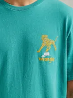 Men's Relaxed Fit Tiger T-Shirt Green Blue Slate
