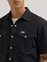 Men's Western Denim Shirt Off Black