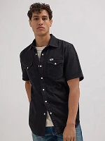 Men's Western Denim Shirt Off Black