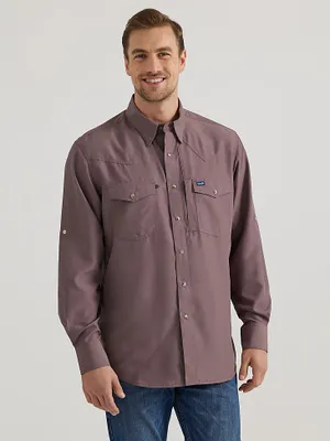 Men's Wrangler Performance Snap Long Sleeve Solid Shirt Sparrow