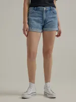 Women's Destructed Denim Roll Short Marigold