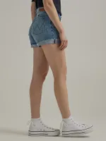 Women's Destructed Denim Roll Short Marigold