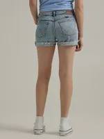 Women's Destructed Denim Roll Short Wildflower