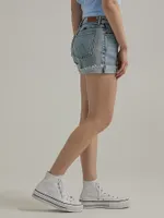 Women's Destructed Denim Roll Short Wildflower