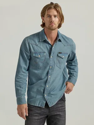 Men's Iconic Cowboy Wash Denim Shirt Grit