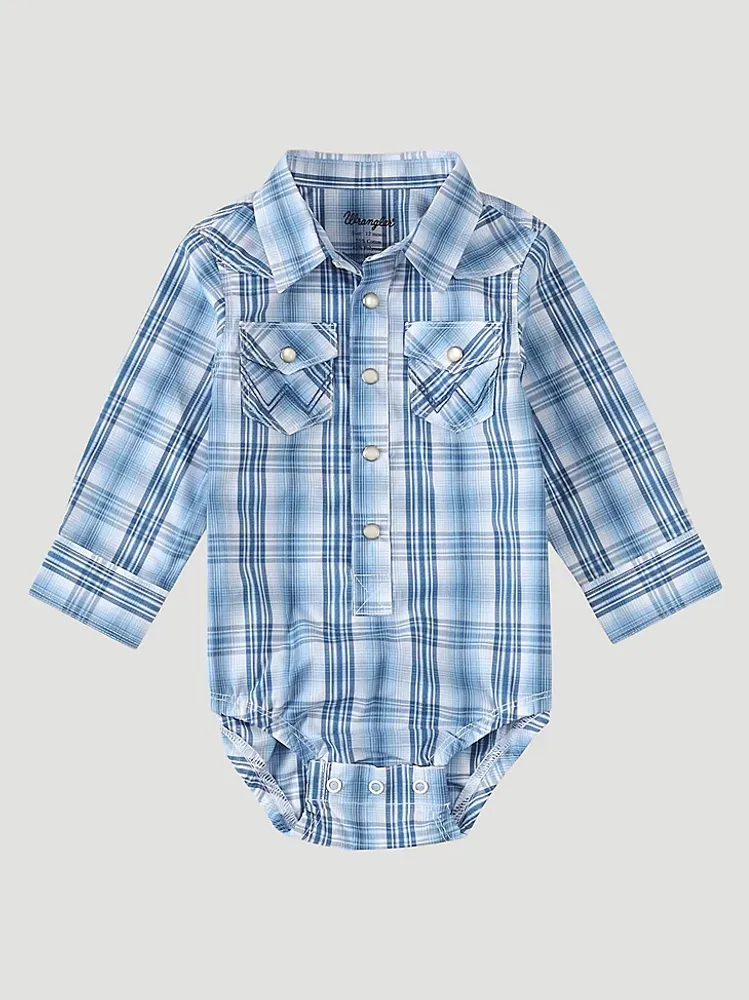 Baby Boy's Long Sleeve Western Snap Bodysuit Dusk Blue