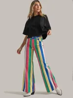 Women's Wrangler® Laser Striped Wanderer 622 High Rise Flare Jean Rainbow Pop