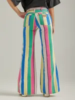 Women's Wrangler® Laser Striped Wanderer 622 High Rise Flare Jean Rainbow Pop