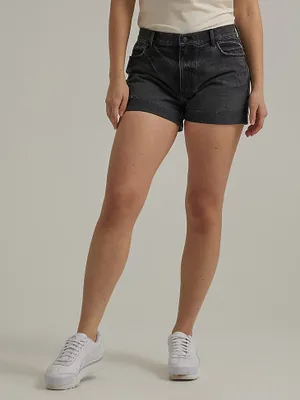 Women's Destructed Denim Roll Short Moonlight