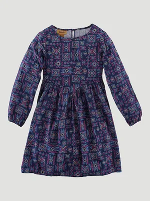 Girl's Long Sleeve Western Yoke Peasant Dress Pageant Blue