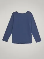 Girl's Long Sleeve Tulip Hem Graphic Top Navy