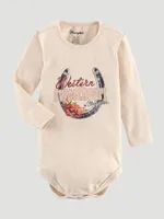 Baby Girl's Horseshoe Graphic Bodysuit Oatmeal Heather