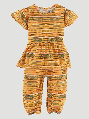 Baby Girl's Southwestern Printed Romper Bodysuit Yellow