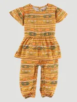 Baby Girl's Southwestern Printed Romper Bodysuit Yellow