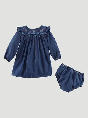 Little Girl's Denim Trapeze Dress Blue