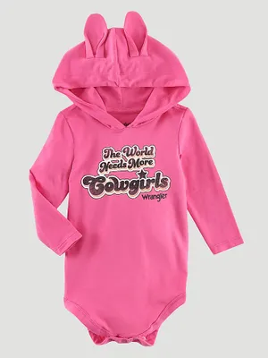 Baby Girl's Cowgirls Hooded Bodysuit Pink