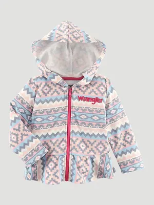 Little Girl's Printed Zip Front Hoodie Geo