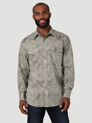 Wrangler® Way Out West Western Snap Shirt Botanical Tan