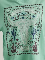 Women's Wrangler Graphic Long Sleeve Relaxed Tee Dusty Jade