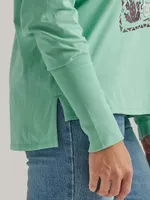 Women's Wrangler Graphic Long Sleeve Relaxed Tee Dusty Jade