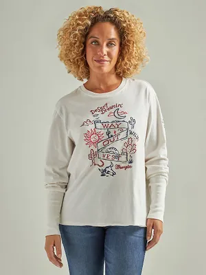 Women's Wrangler Graphic Long Sleeve Relaxed Tee White