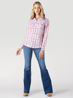 Women's Essential Long Sleeve Plaid Western Snap Top Americana