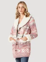 Women's Wrangler Sherpa Shawl Collar Coat Rosa Pink