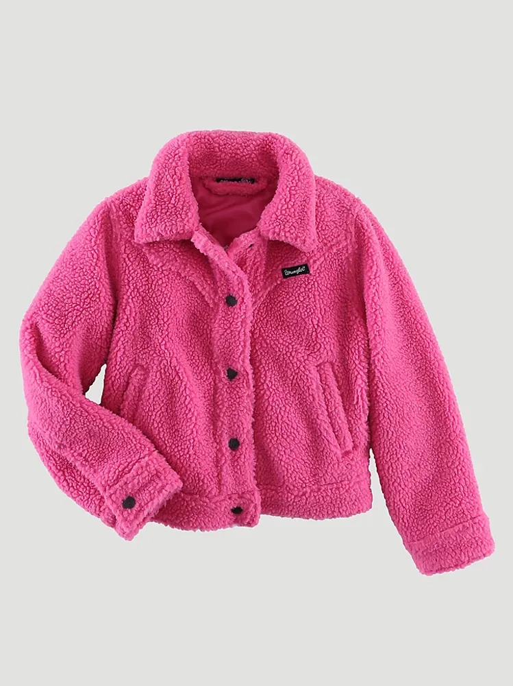 Girl's Allover Sherpa Western Snap Jacket Pink