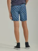 Boy's Checkered Denim Short (Husky) Indigo