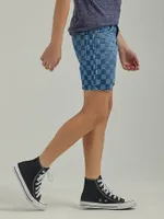 Boy's Checkered Denim Short (Husky) Indigo