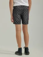 Boy's Checkered Denim Short (4-18) Black