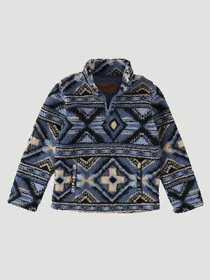 Boy's Wrangler Quarter-Zip Sherpa Pullover Water Blue