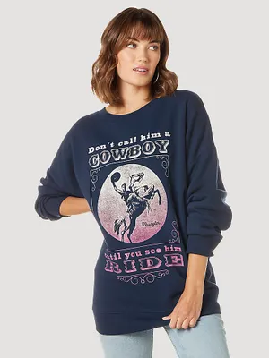 Women's Wrangler Cowboy Ride Fleece Sweatshirt Pageant Blue