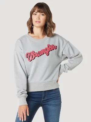 Women's Wrangler Script Drop Shoulder Pullover Heather Grey