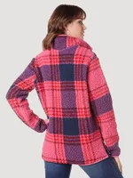 Women's Wrangler Retro Print Quarter-Zip Sherpa Pullover Pink Purple