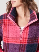 Women's Wrangler Retro Print Quarter-Zip Sherpa Pullover Pink Purple