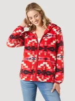 Women's Wrangler Southwestern Full Zip Fleece Hoodie Barbados Cherry