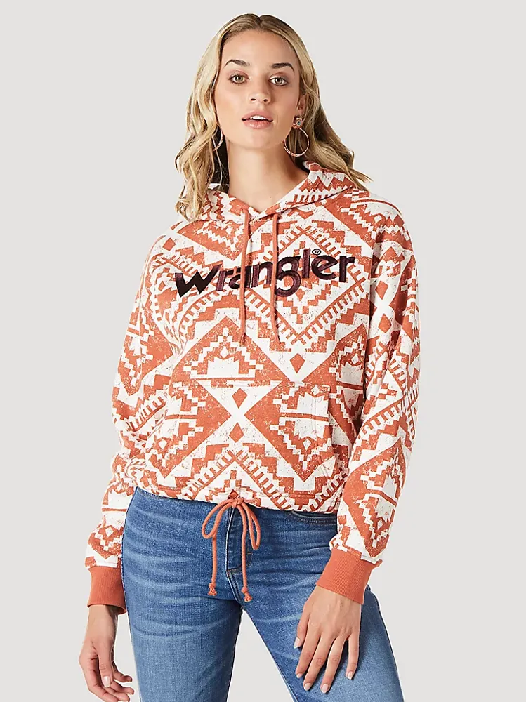 Women's Wrangler Retro® Logo Southwestern Yoke Pullover Hoodie