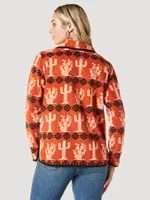 Women's Wrangler Allover Cactus Quarter-Zip Fleece Pullover Cinnabar