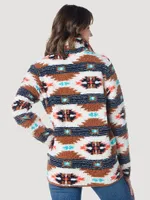 Women's Wrangler Retro Southwestern Print Quarter-Zip Sherpa Pullover Argan Oil