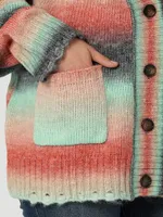 Women's Wrangler Watercolor Boxy Cardigan Sweater Ombre Multi