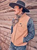 Men's Wrangler Quilt Lined Rancher Vest Tobacco Brown