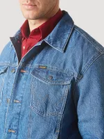 Men's Wrangler Flannel Lined Western Denim Jacket Firepit